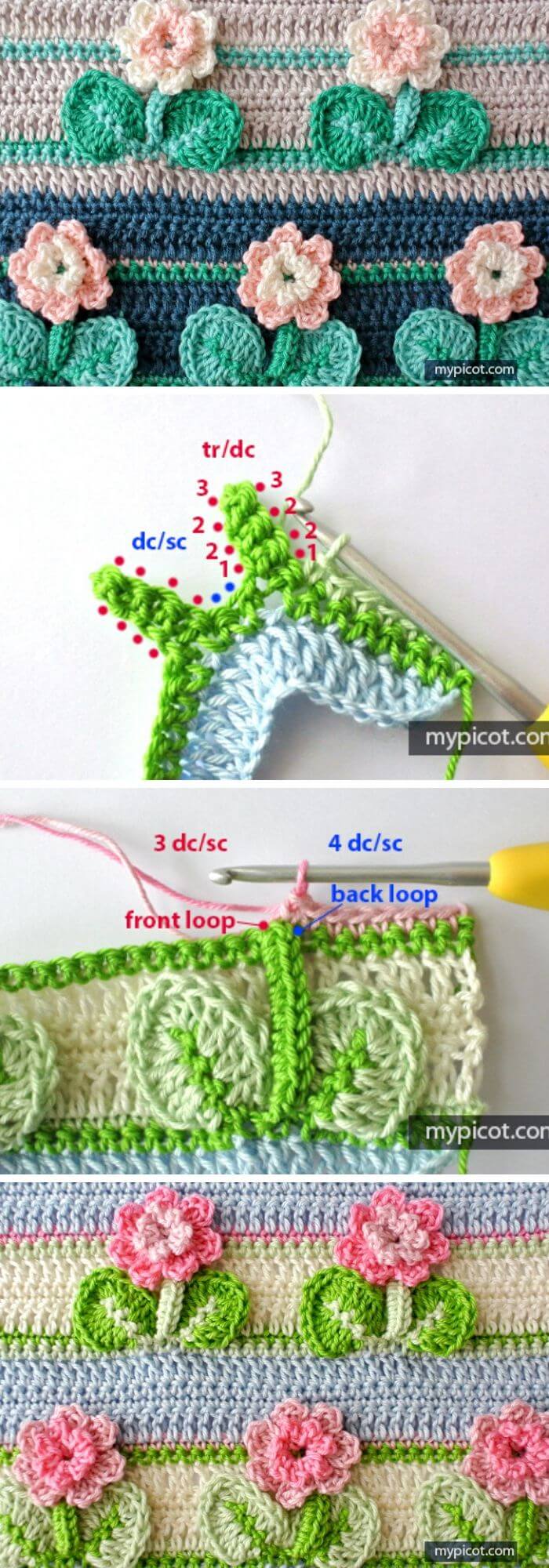 3D flower stitch with leaf