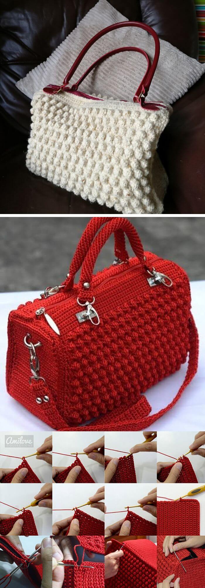 crochet bobble stitch handbag free pattern