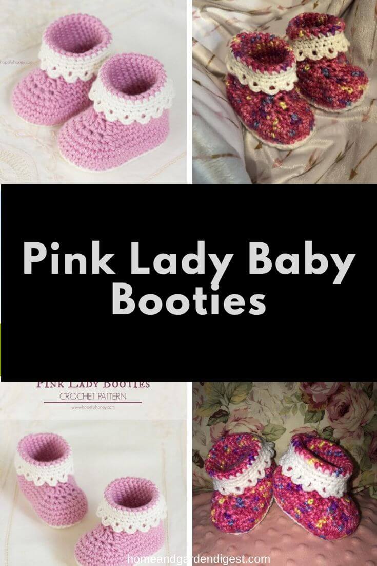 pink lady baby booties crochet pattern