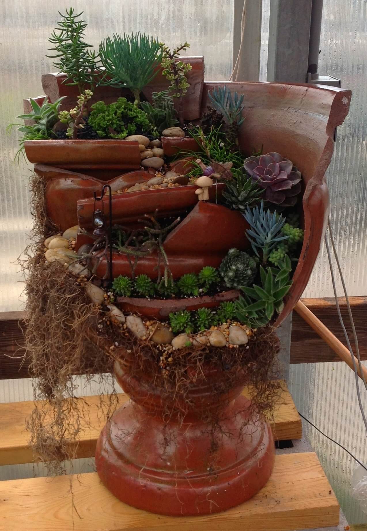 16 Awesome DIY Broken Pot  Fairy Garden  Ideas and Projects