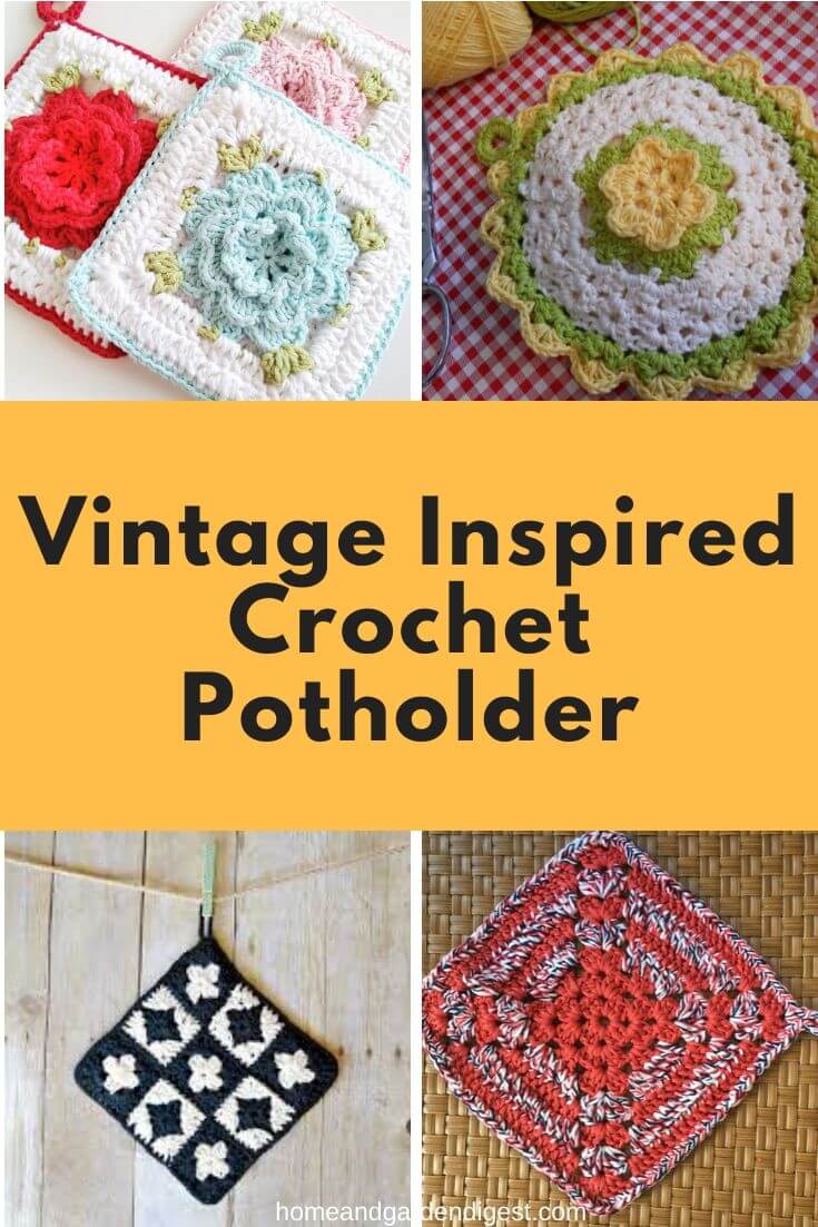Pot Holder and Hot Pad Pattern Design Library 13 Vintage Books knit crochet cd 