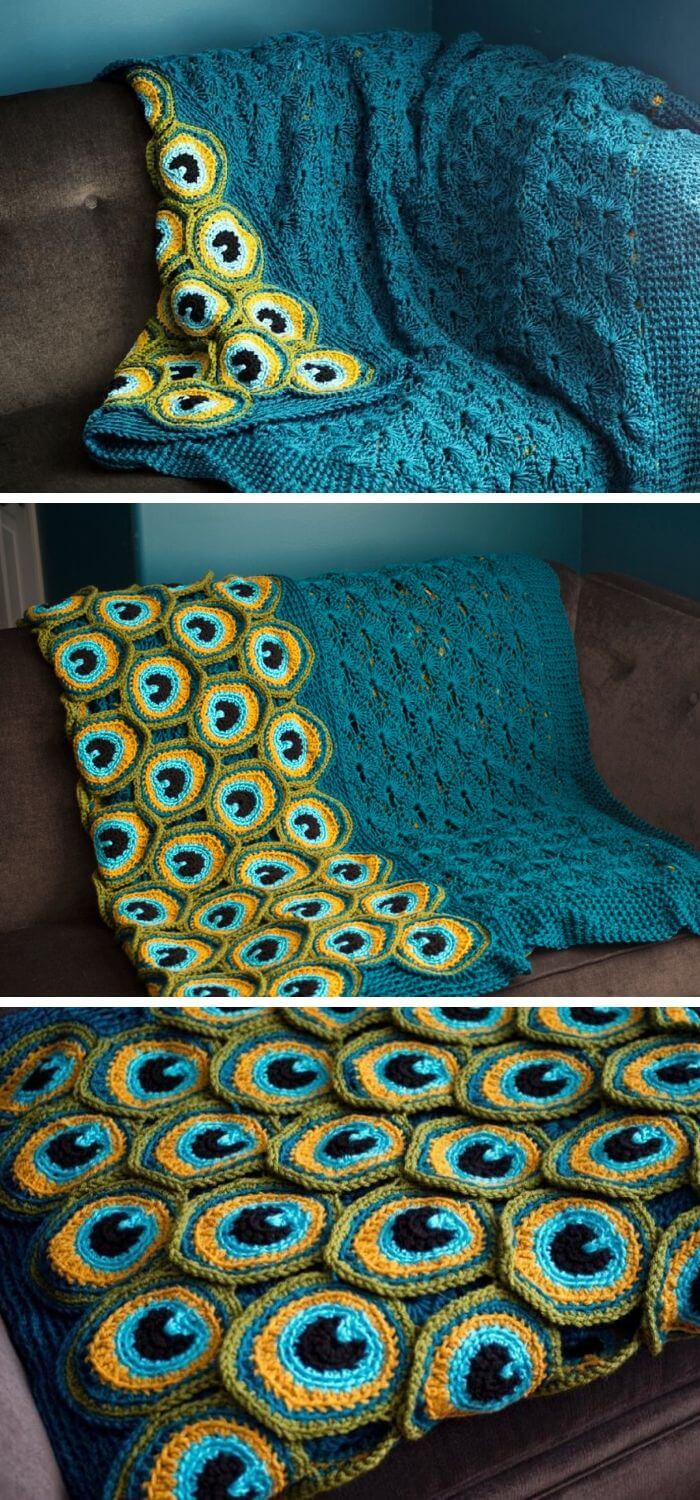 Peacock Crochet Blanket
