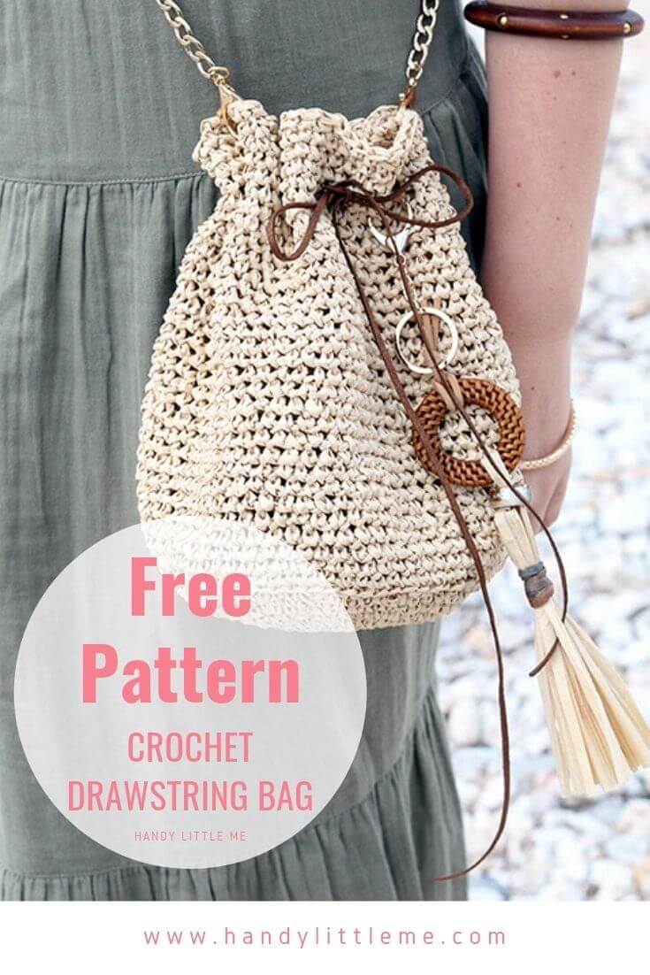 10 Crochet Drawstring Bags Free Patterns For