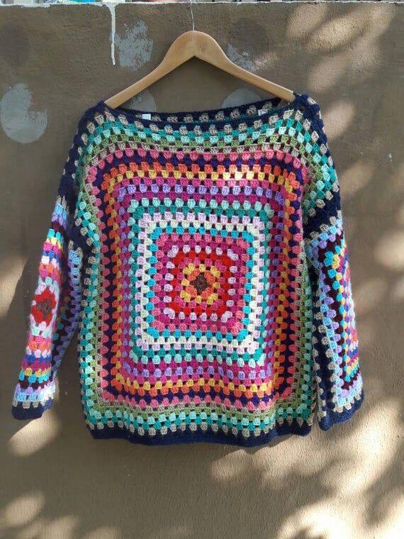 15 Crochet Granny Square Jacket Cardigan Free Pattern