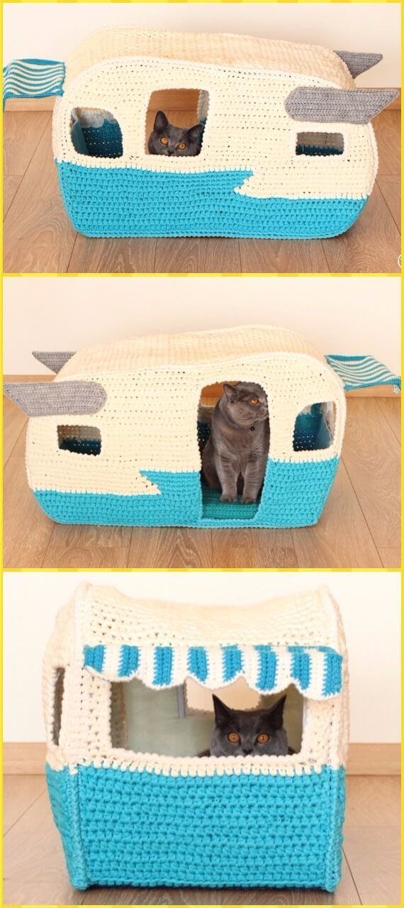 Crochet Cat House and Nest Bed Patterns For