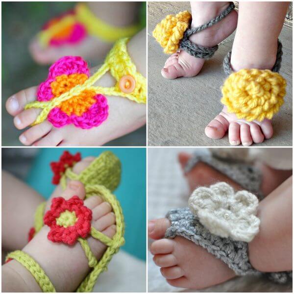 knitted baby flip flops