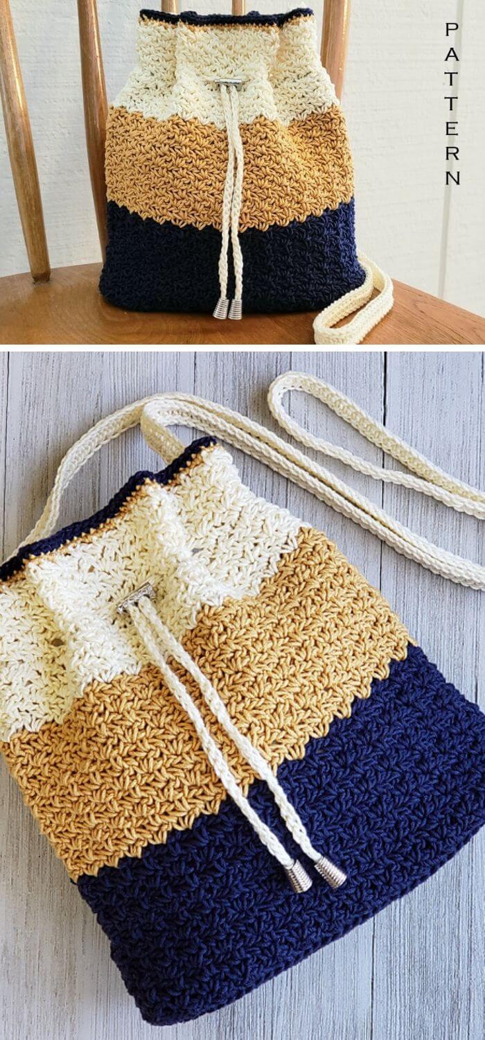 10 Crochet Drawstring Bags Free Patterns For