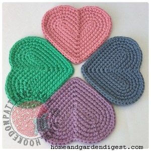 Crochet heart coaster