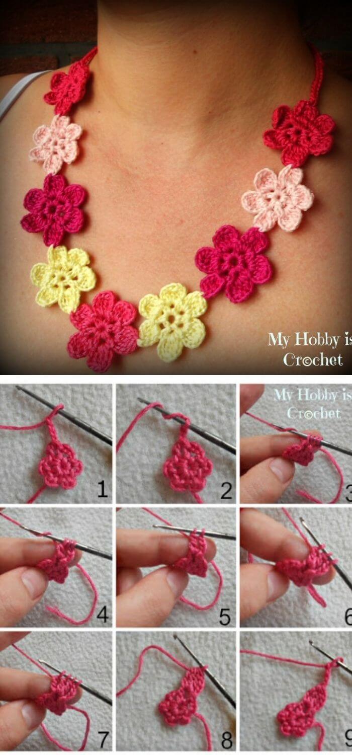 Flower Necklace #3 · How To Knit Or Crochet A Knit Or Crochet Necklace ·  Yarncraft on Cut Out + Keep