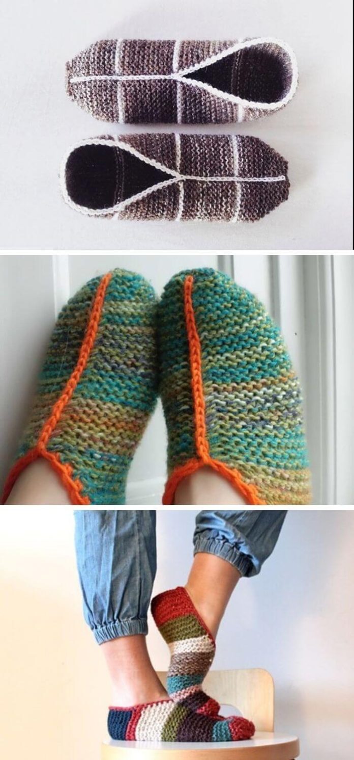 15 Knit Adult Slippers & Boots Free Patterns & Instructions (With Pictures)