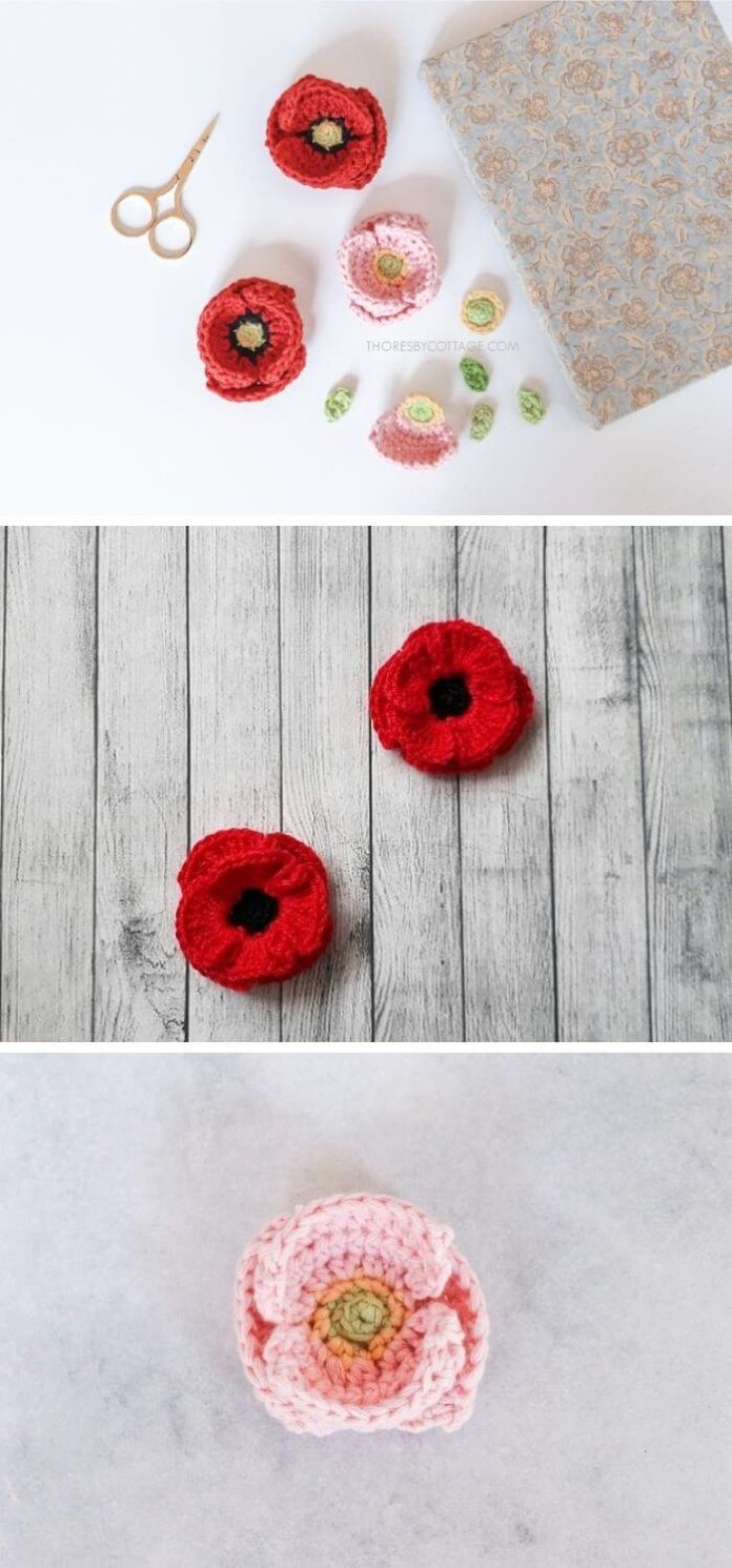 15 Best Crochet Poppy Flower Free Patterns & Instructions