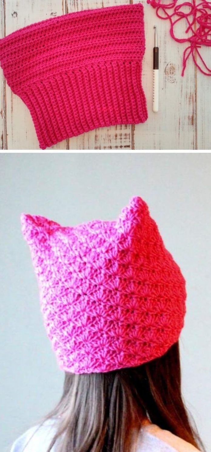 15 Fun Adult Cat Hat Crochet Free Patterns & Instructions