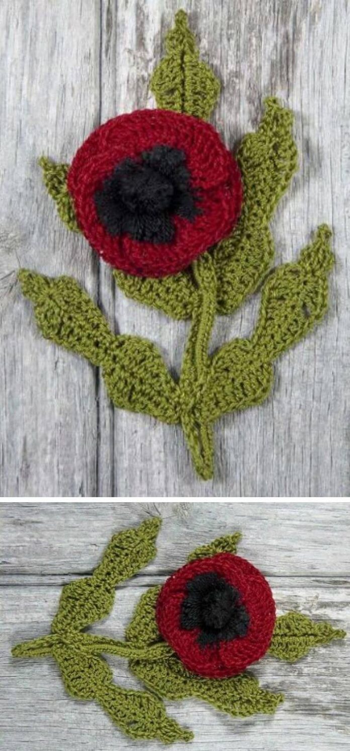 15 Best Crochet Poppy Flower Free Patterns & Instructions
