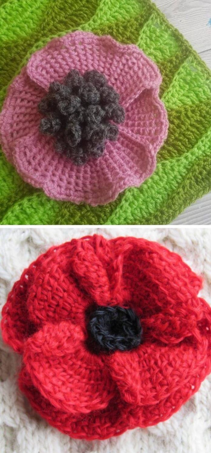 15 Best Crochet Poppy Flower Free Patterns & Instructions