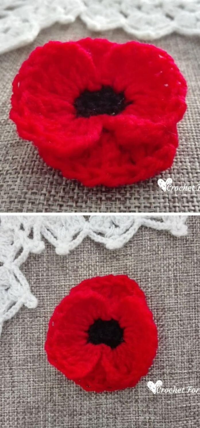 15 Best Crochet Poppy Flower Free Patterns & Instructions