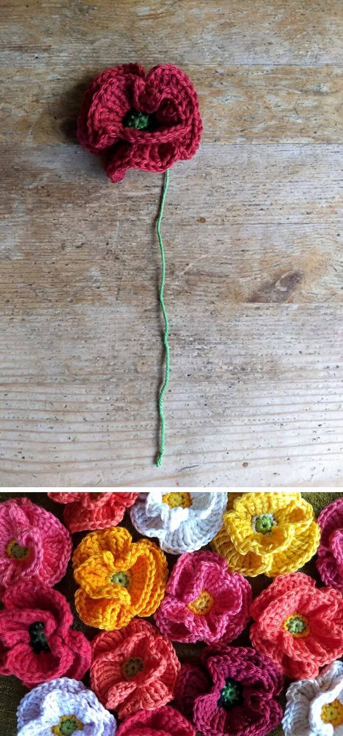 10 Crochet POPPYS environ 2 in environ 5.08 cm 