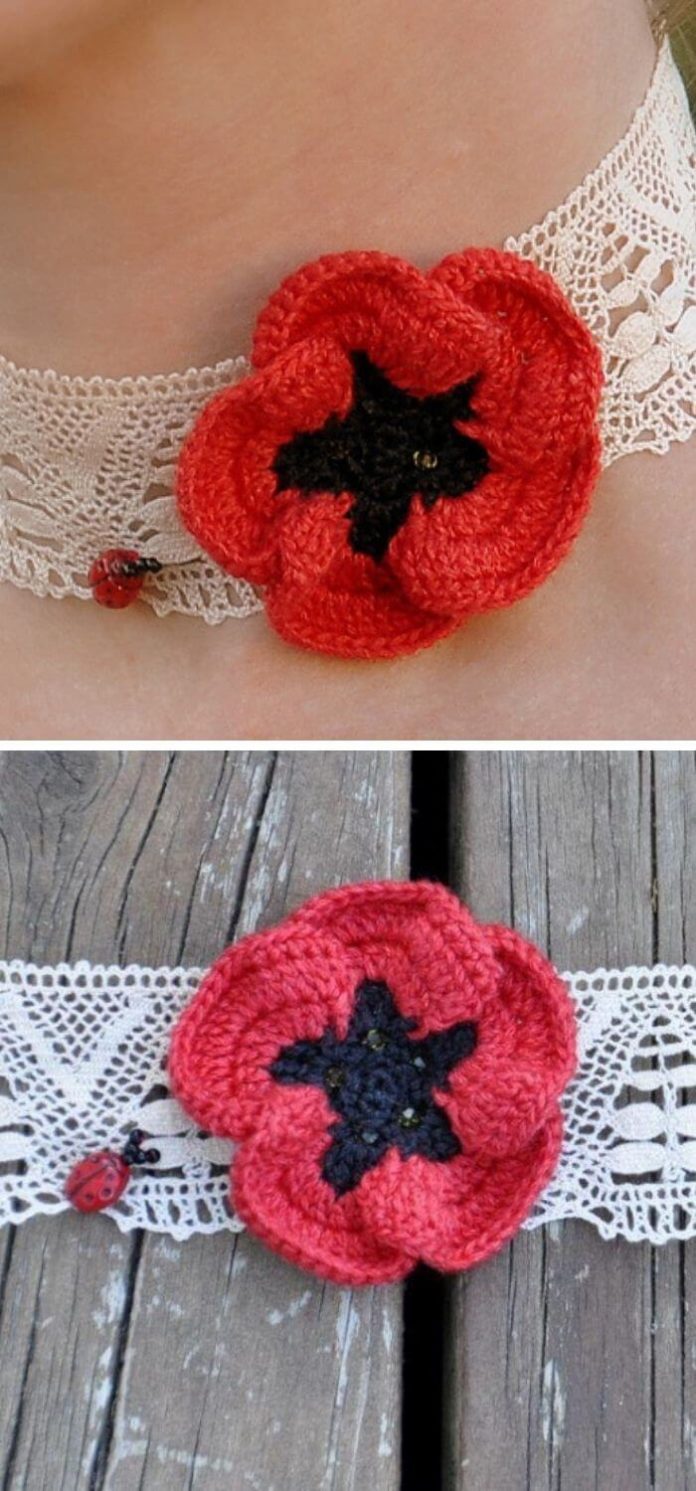 15 Best Crochet Poppy Flower Free Patterns & Instructions