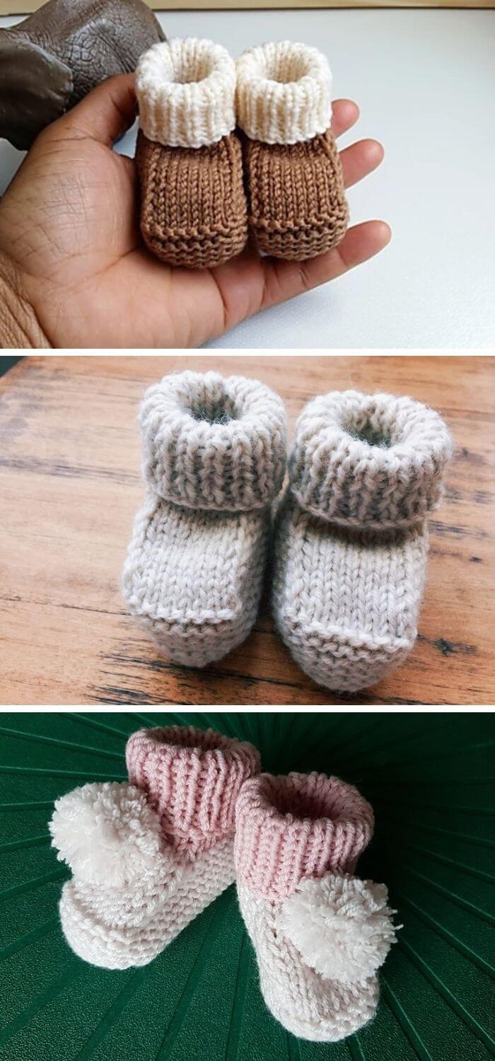 15 Knit Ankle High Baby Booties Free Patterns & Instructions