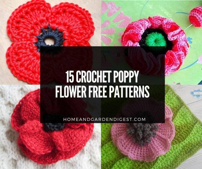 15 Best Crochet Poppy Flower Free Patterns And Instructions 9294