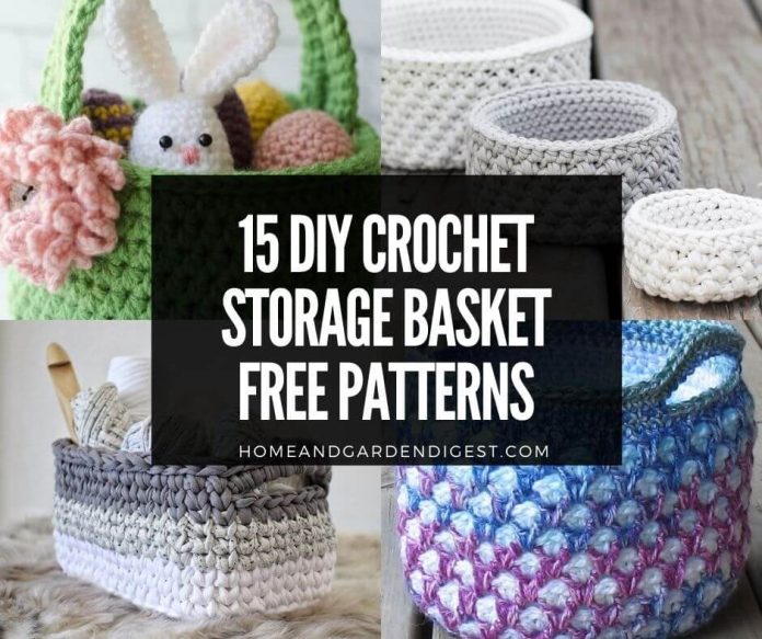 15 DIY Crochet Storage Basket Free Patterns & Instructions (With Photos)