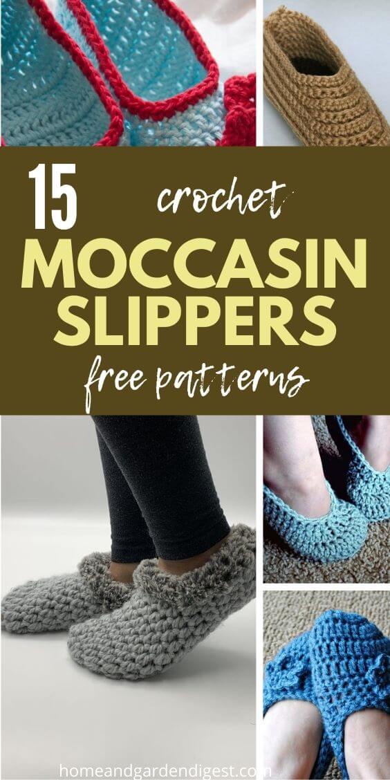 15 Crochet Moccasin Slippers Free Patterns - Home and Garden Digest